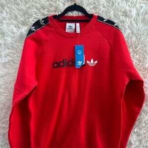 New Adidas Red Crewneck with Black Logo long sleeve size medium